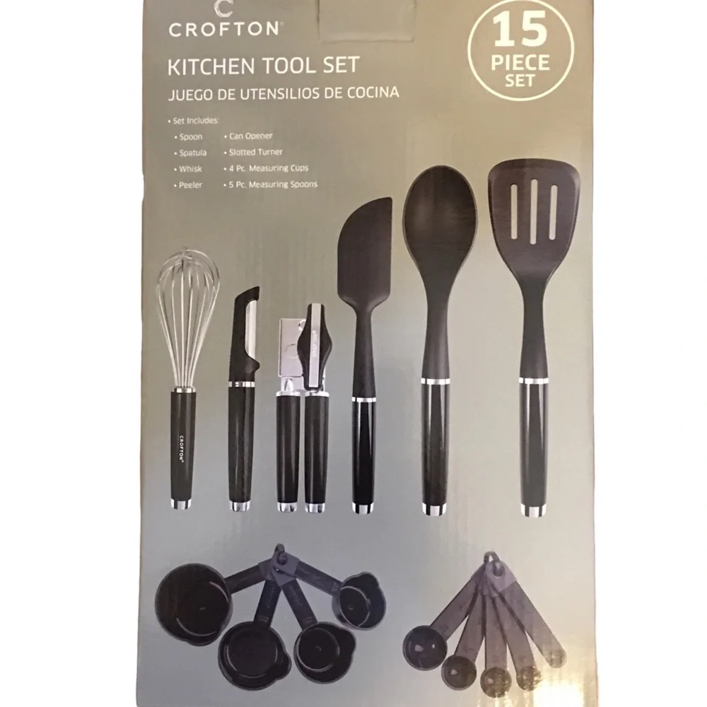 NIB Crofton New In Box PBA FREE 15 Pc Kitchen Tool Set Black Dishwasher …